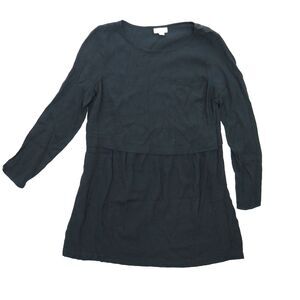 J.Jill Black Long Sleeve Dress Womens Sz S 100% Rayon Lagenlook Midi Breathable